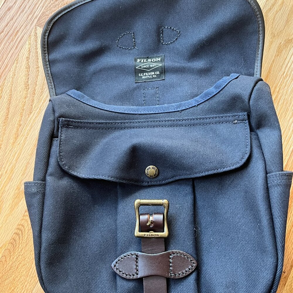 Filson Navy Canvas Field Bag with Leather Accents - Picture 7 of 12